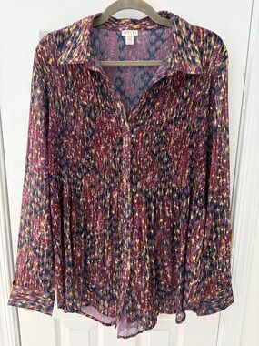 Spenser Jeremy Burgundy Multicolor Printed Button-Down Shirt